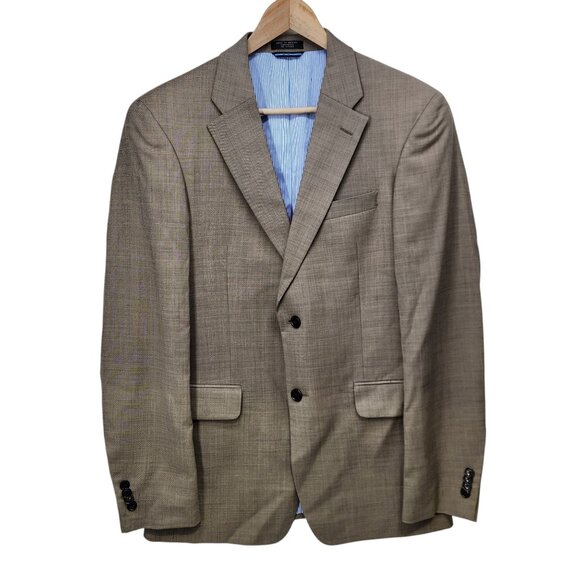 Tommy Hilfiger Mens Tan Light Brown Wool Blazer Size R38 2-Button Jacket Pockets - Picture 8 of 8